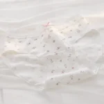 White Pink Bow Print Ruffle Trim Briefs