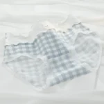 Blue Check Scalloped Edge Button Detail Briefs
