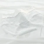 White Striped Scalloped Edge Button Detail Briefs