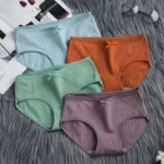 Peach Pink Ribbed Bow Detail Underwear Briefs - Image 3