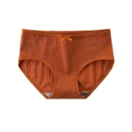 Rust Orange Ribbed Bow Detail Underwear Briefs