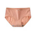Peach Pink Ribbed Bow Detail Underwear Briefs