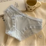 Pale Blue Ruffle Trim Bow Detail Briefs