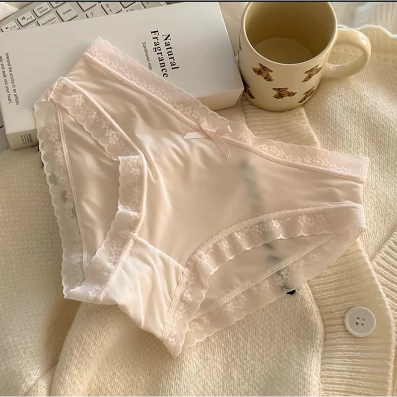 CAI-V33-S2 Blush Pink Ruffle Trim Bow Detail Briefs - Image 1