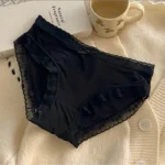 Black Ruffle Trim Bow Detail Underwear Briefs