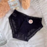 Black Patterned Lace Trim Bow Detail Briefs